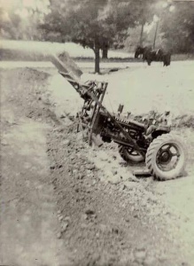 Digging a basement in Vermontville, MI - 1941. Lovell Implement